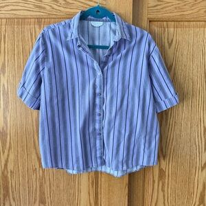 Vintage Striped Button Down Shirt - Purple